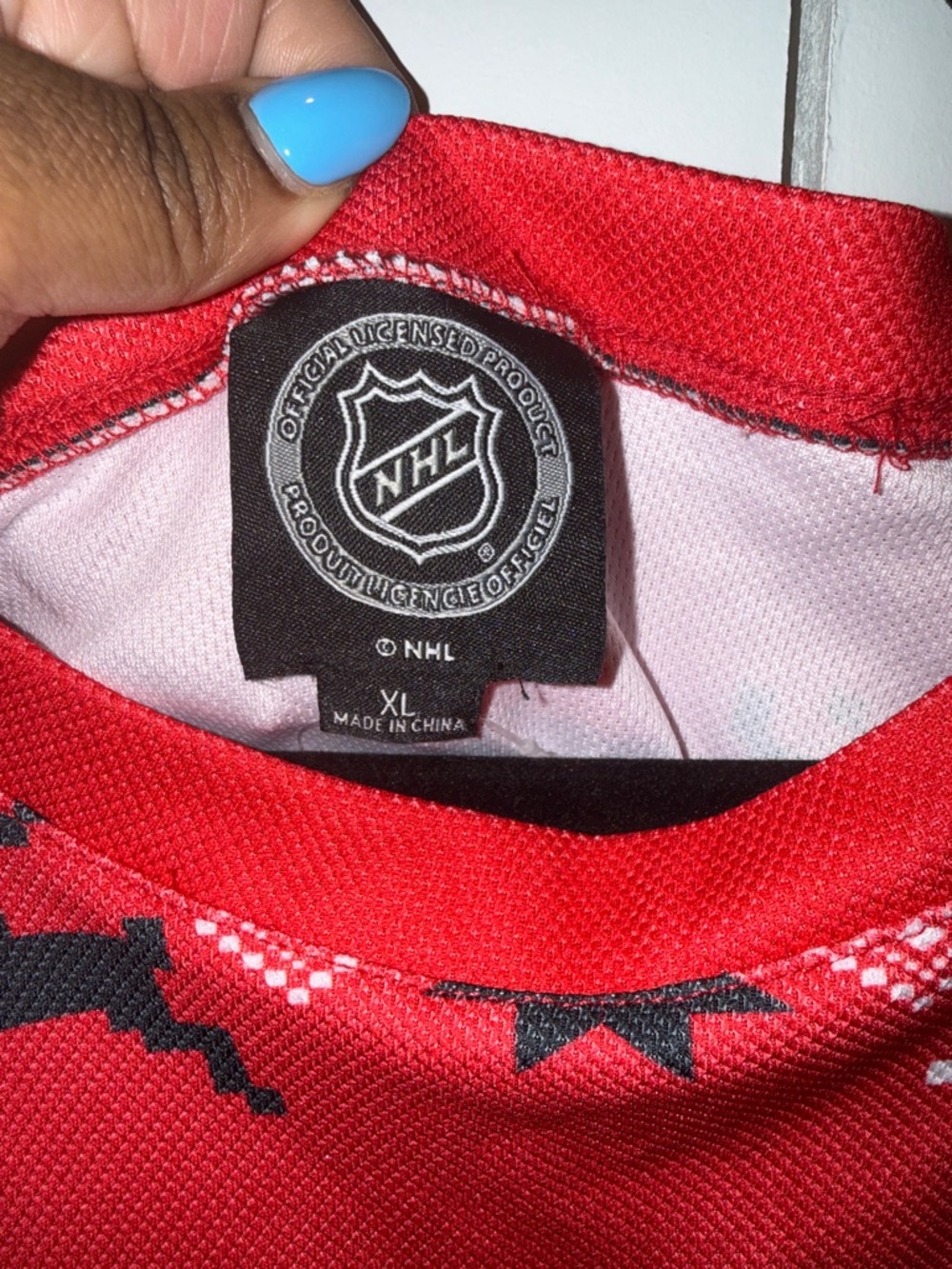 NHL Red and Black Holiday Knit-Style Hockey Jersey - Picture 2 of 6